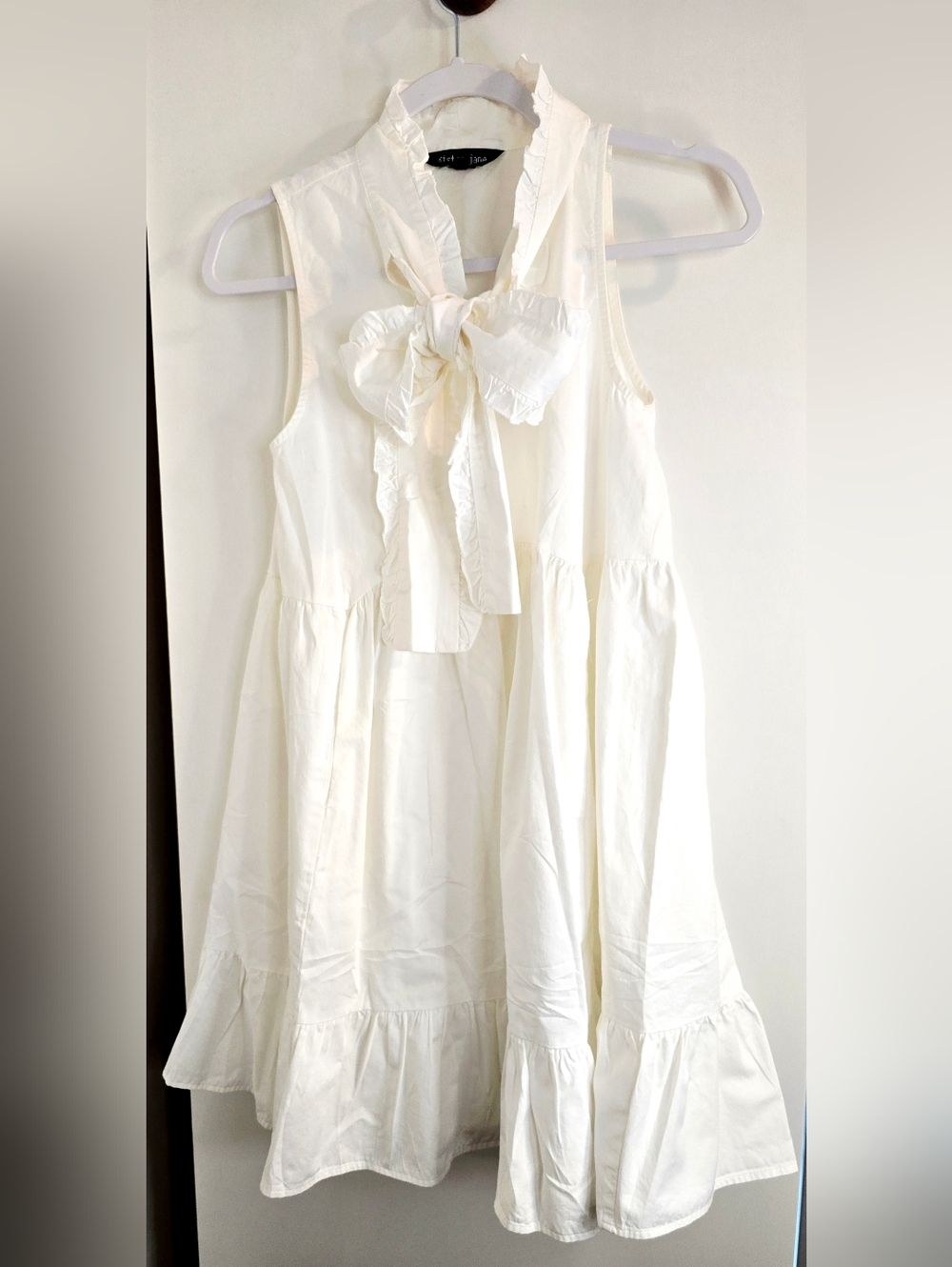 Sister Jane White Bow Neck Ruffle Dress Feminine Cottagecore Graduation Boho - Picture 3 of 7